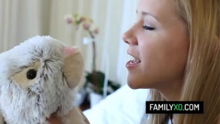 Perv stepbrother fucks his stepsister Kyle Mason with his funny bunny hat